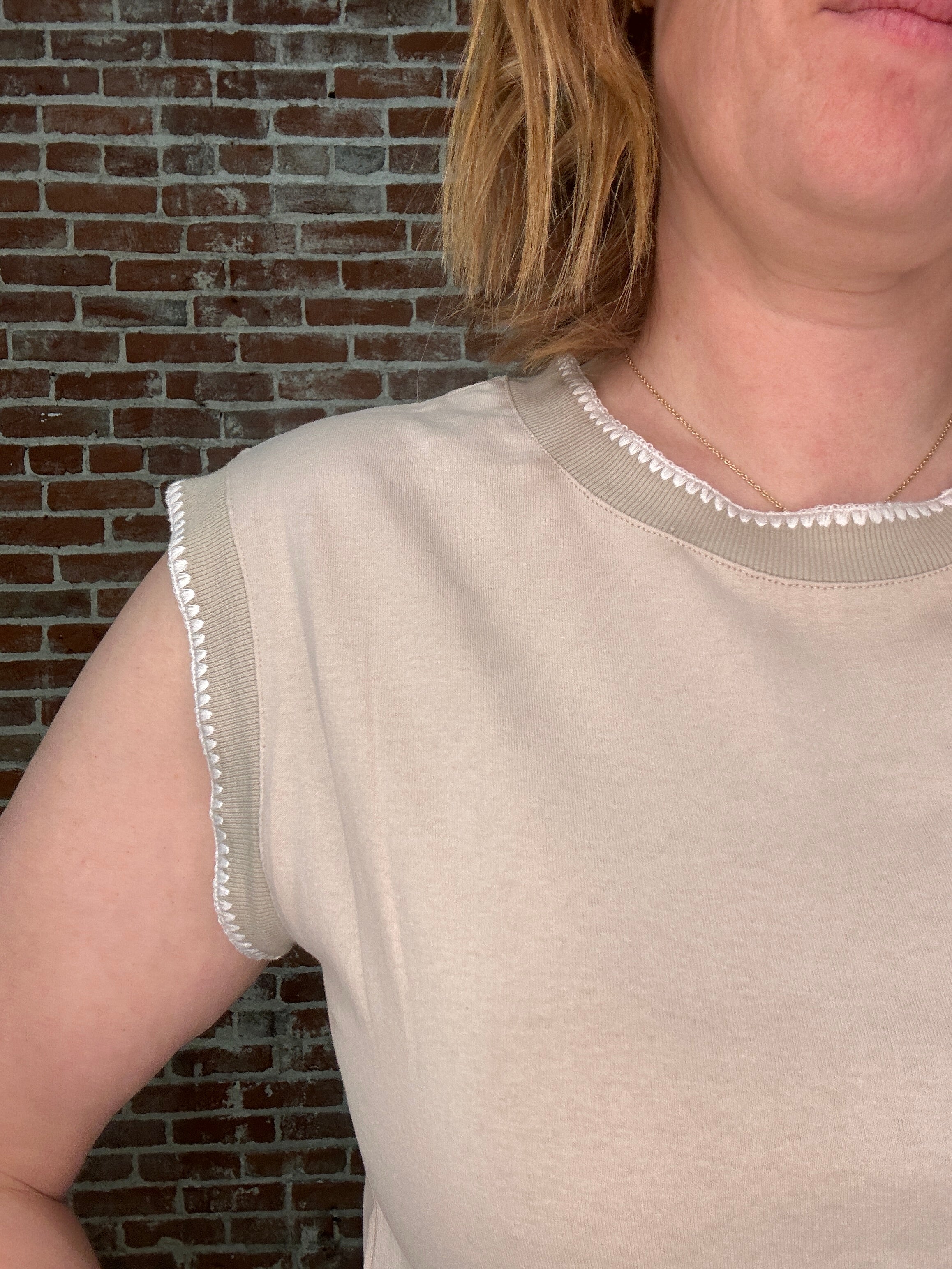 Brenda Blanket Stitched Top