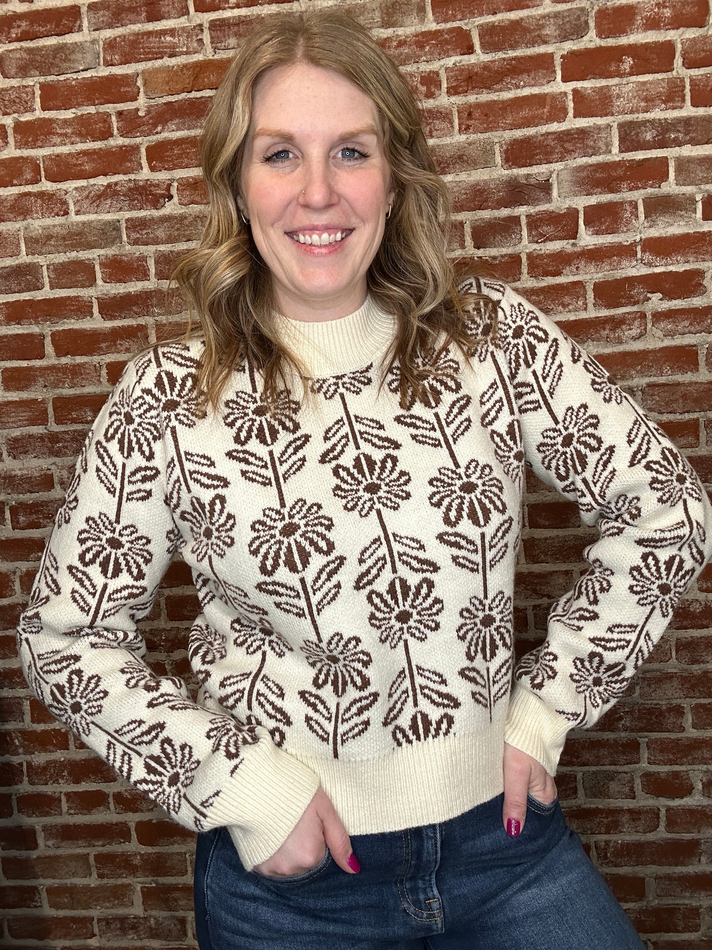 Mocha Flower Sweater
