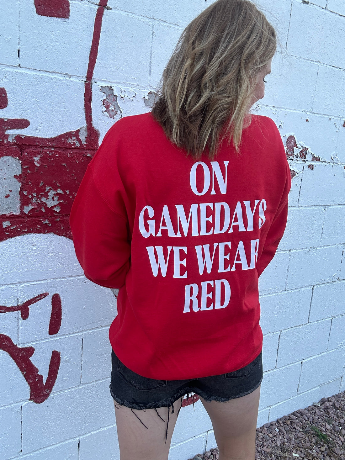 On Game Days We Wear Red Crewneck