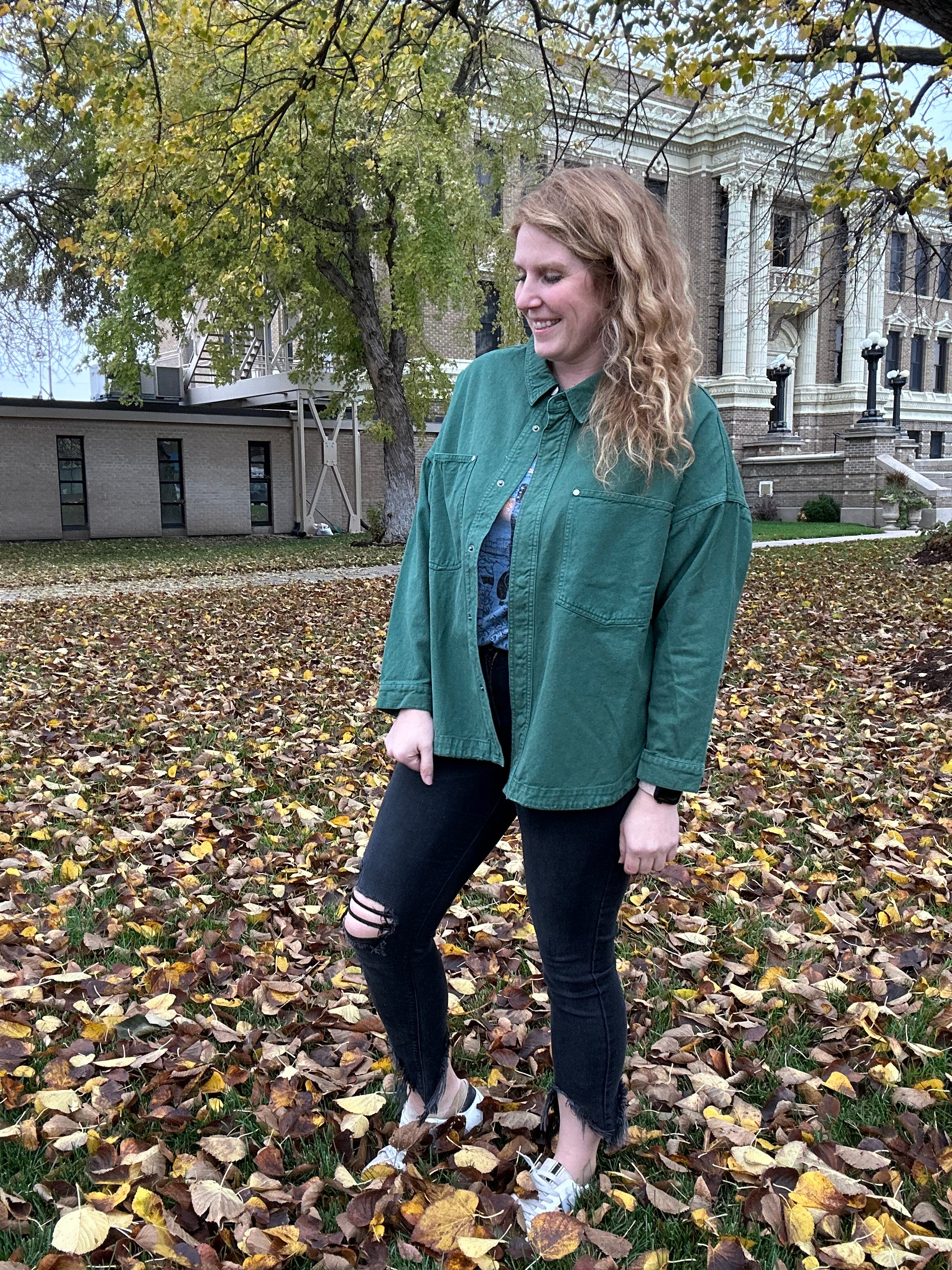 Green Denim Shacket