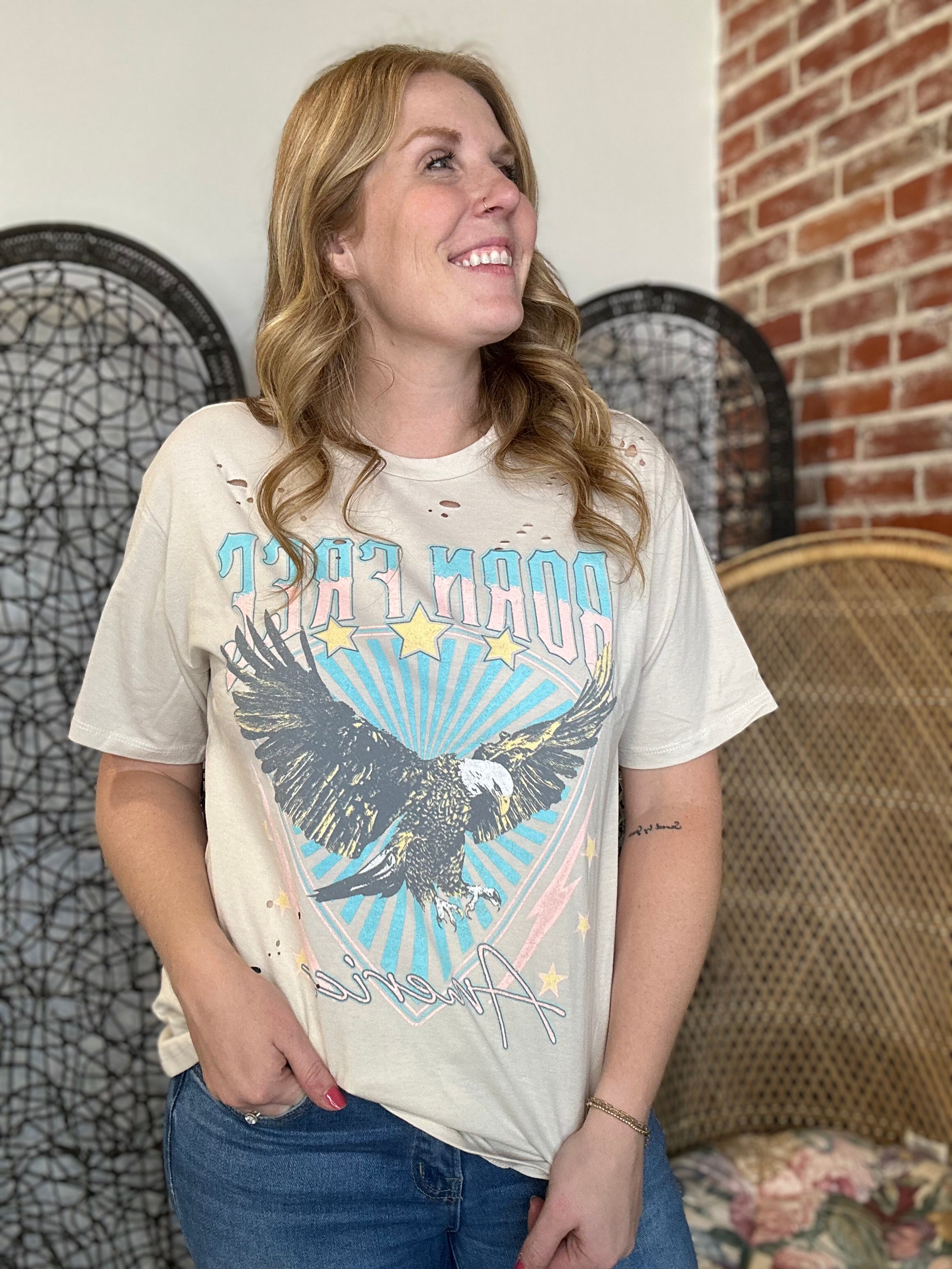 Khaki Born Free America Tee