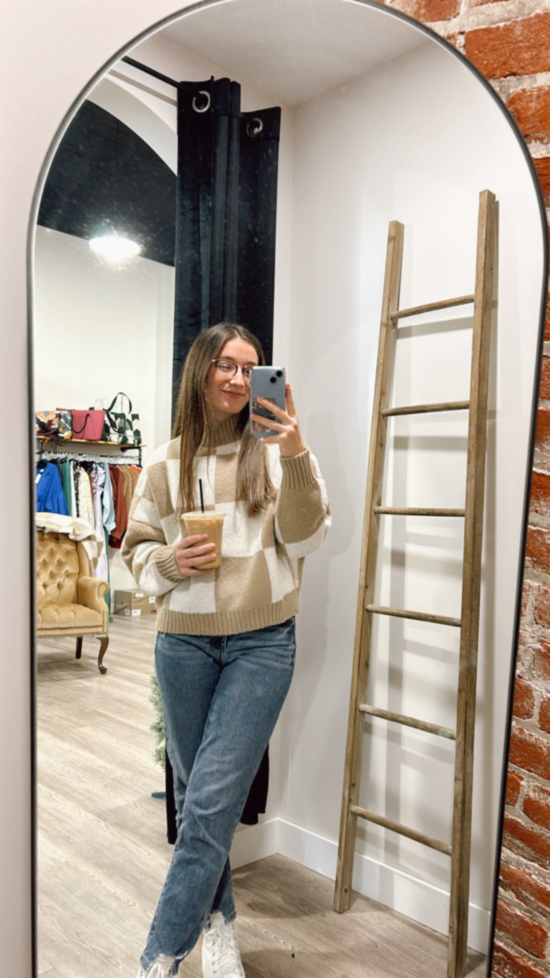 Checkered Crew Sweater