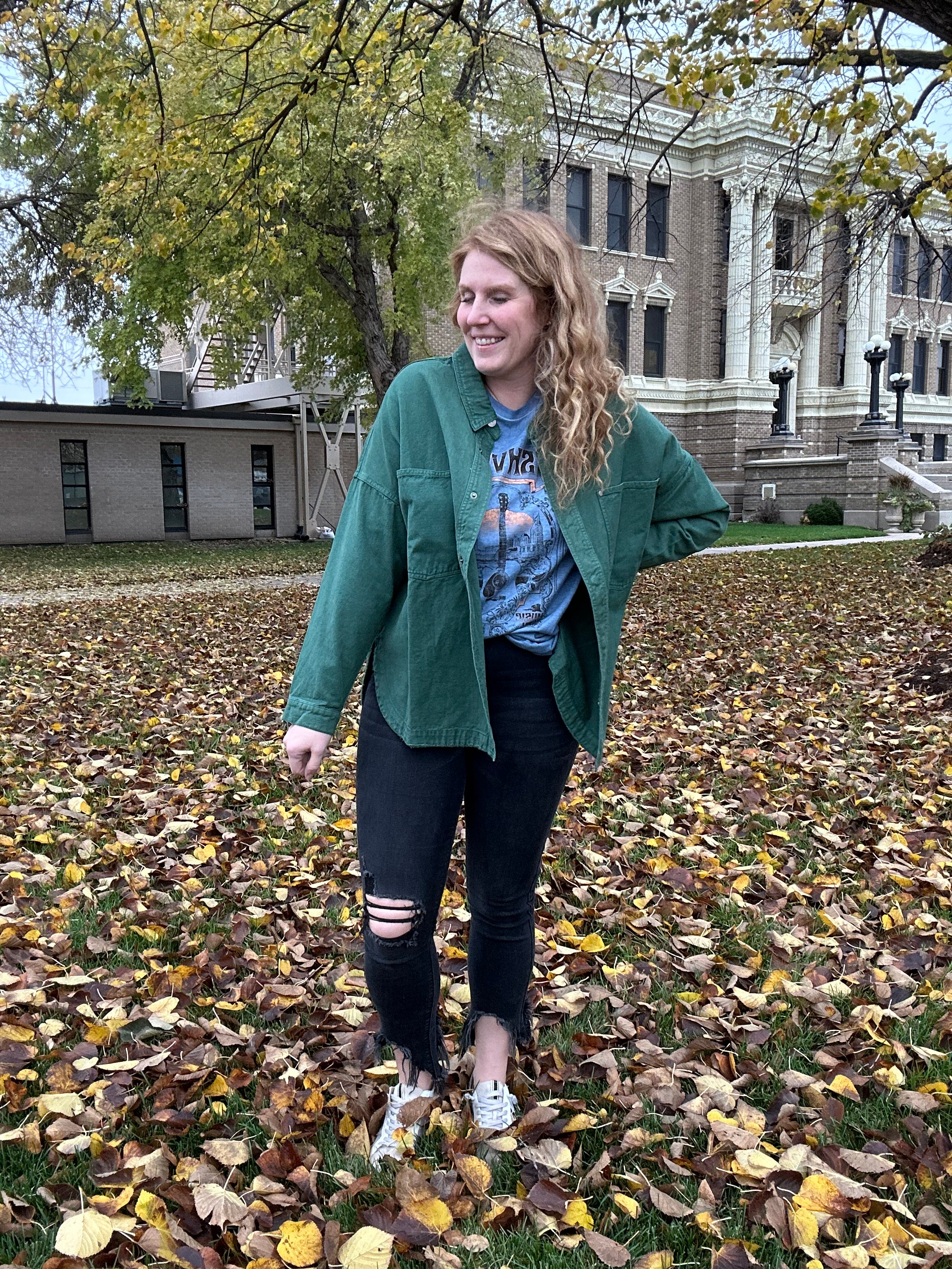 Green Denim Shacket