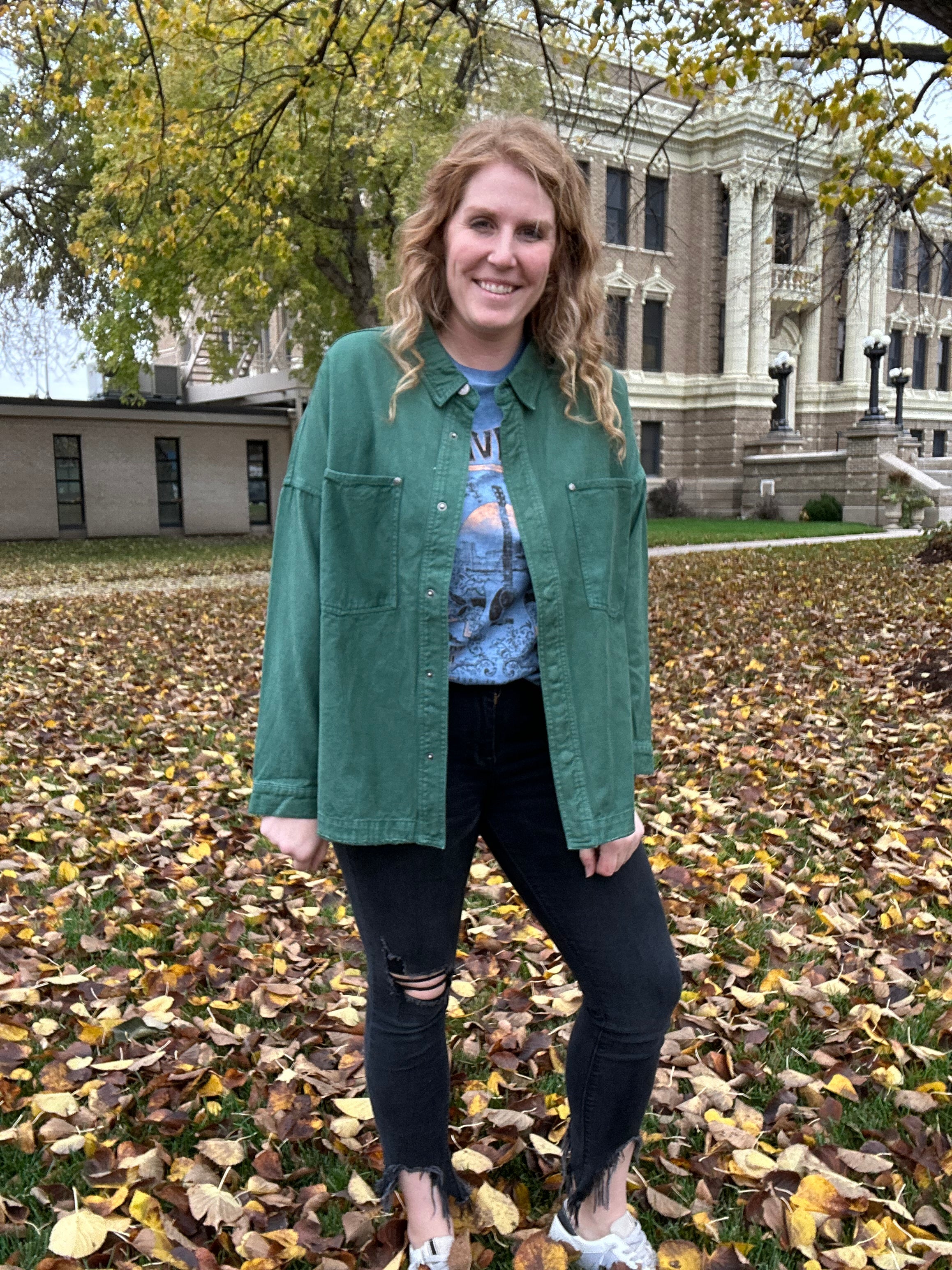 Green Denim Shacket