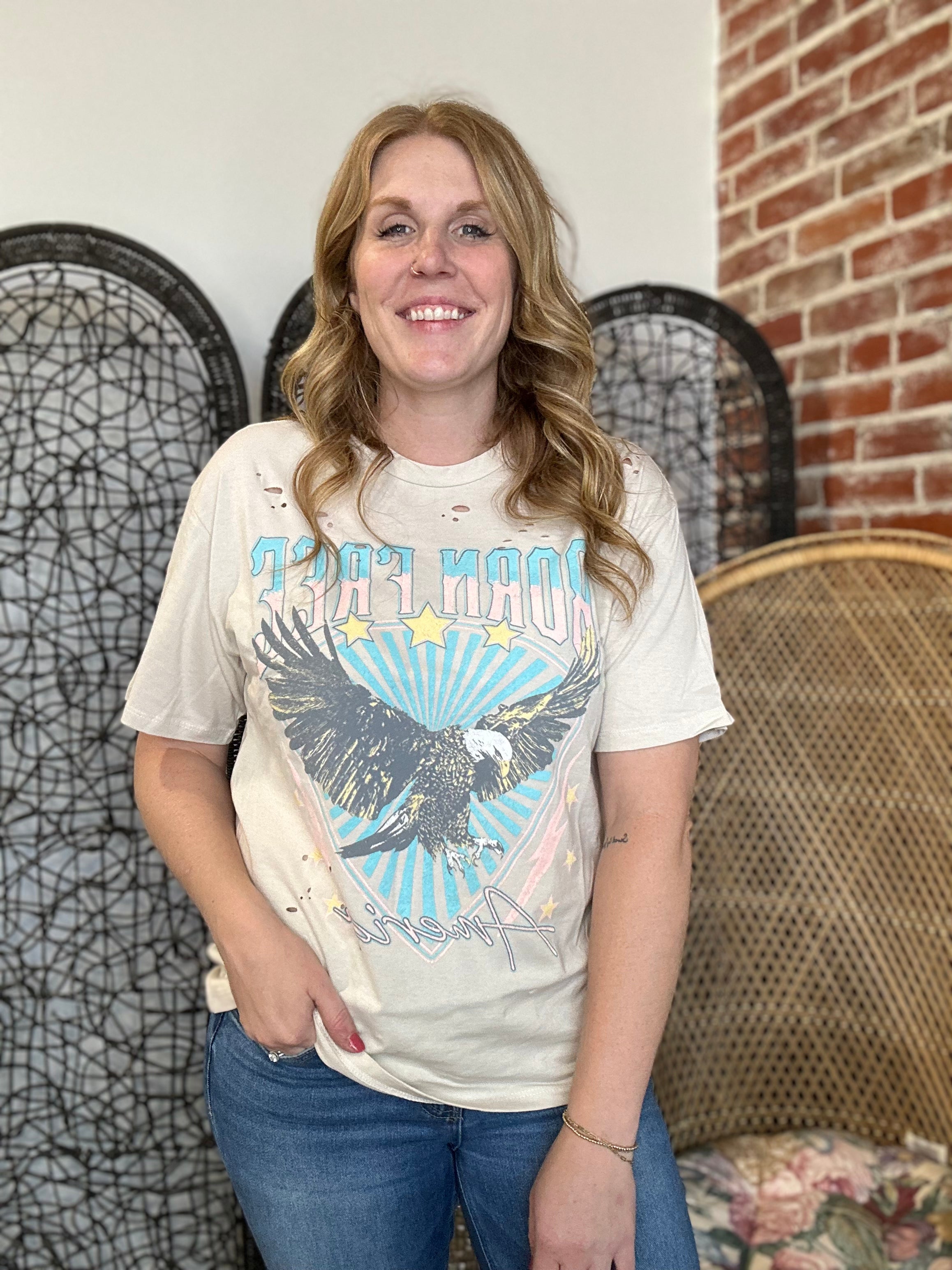 Khaki Born Free America Tee