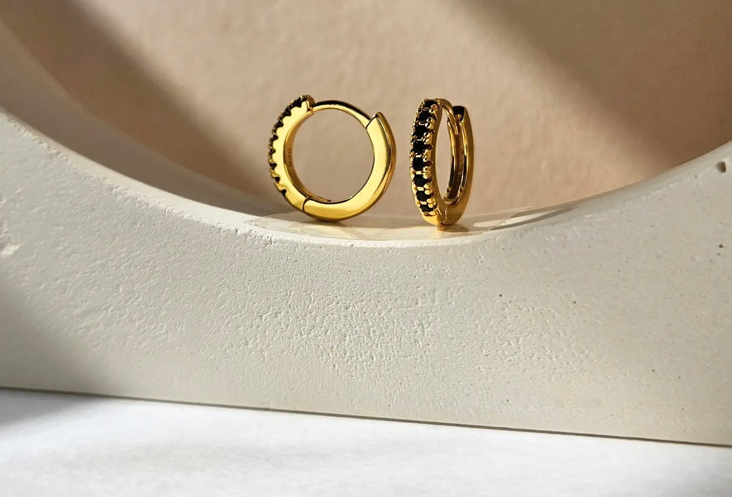 Black CZ Huggie Earrings