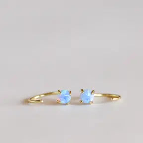 Huggies Earrings, Opal