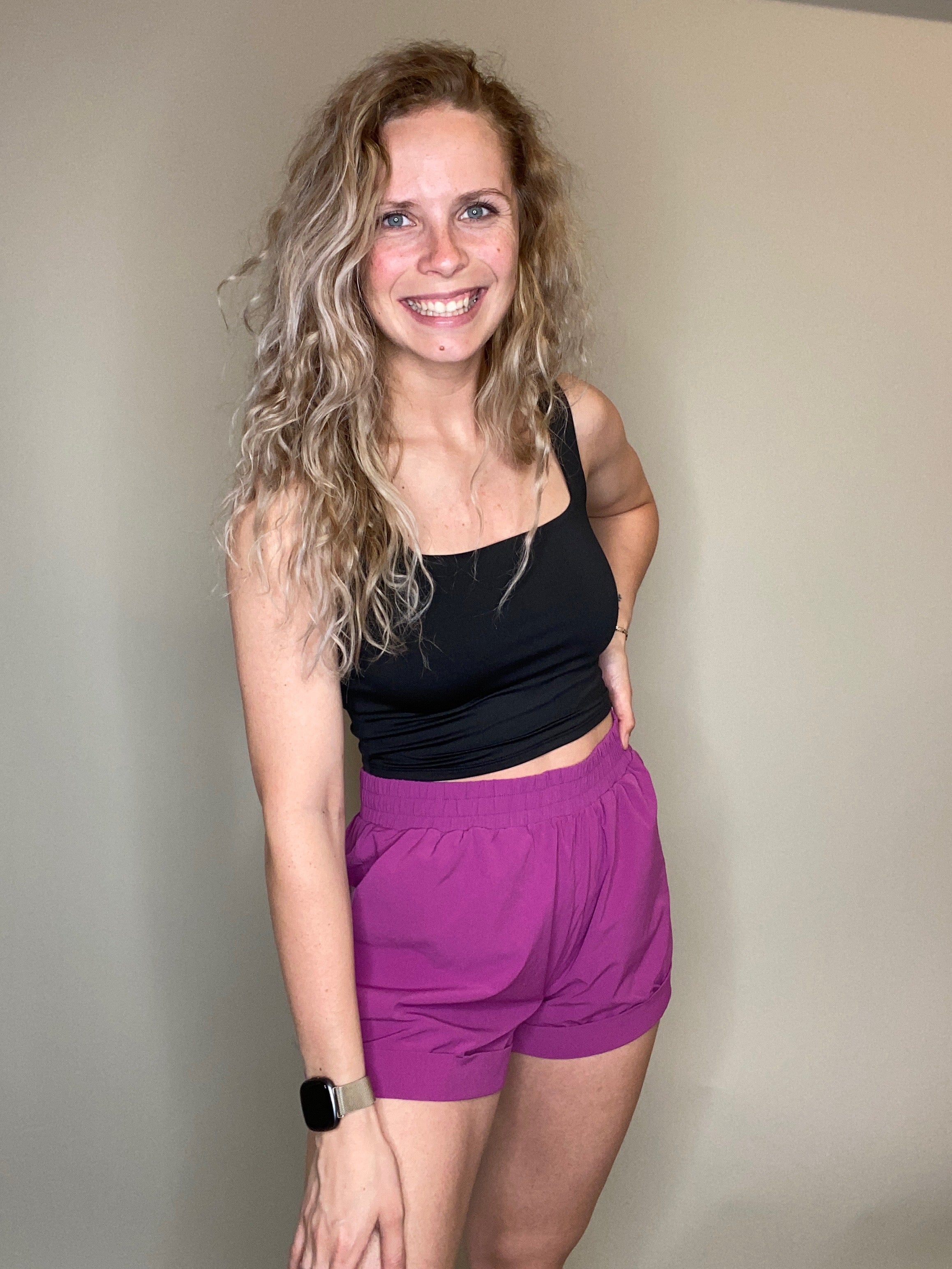 High Waisted Athleisure Cuffed Shorts-Curvy Available