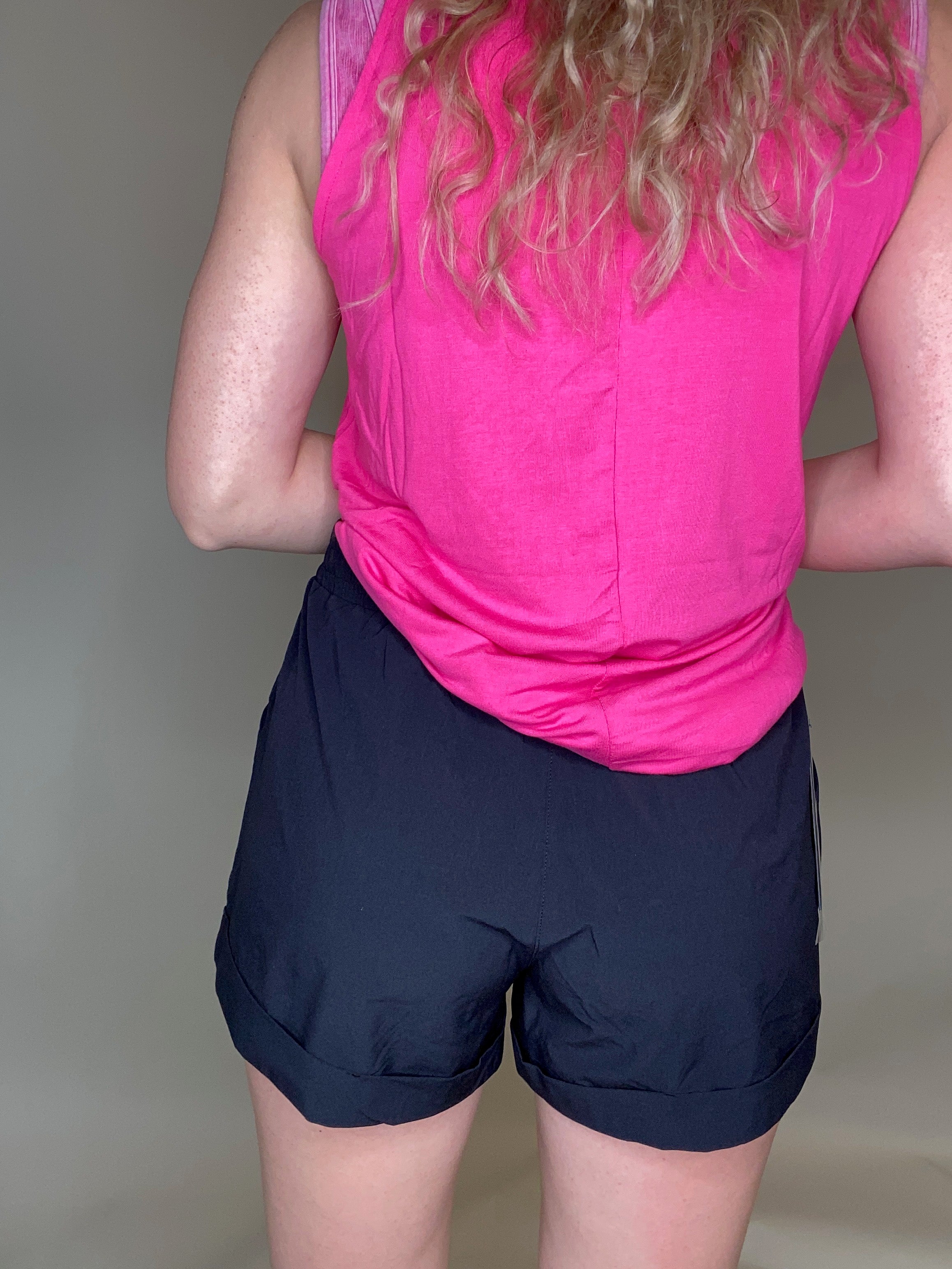 High Waisted Athleisure Cuffed Shorts-Curvy Available