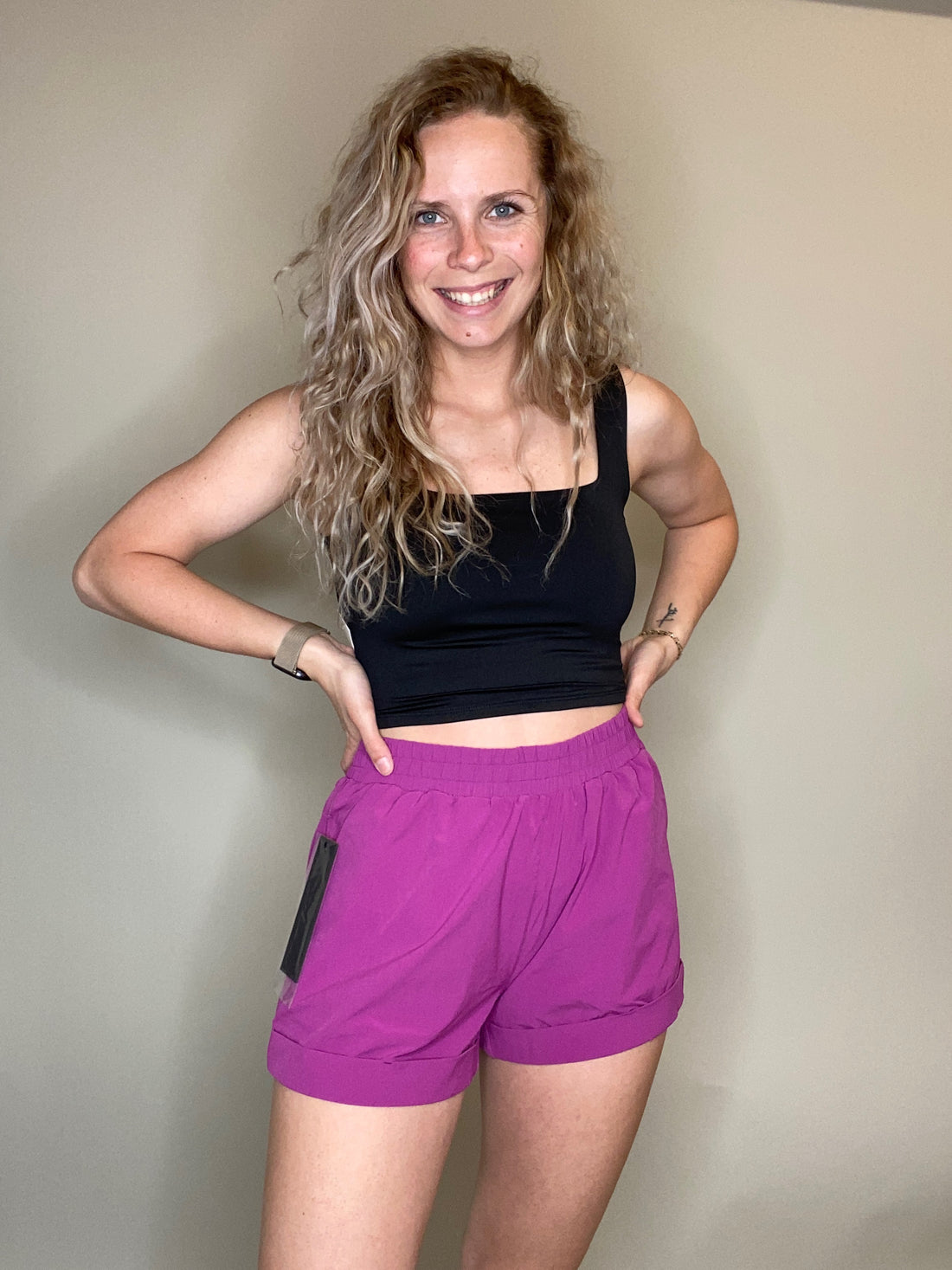 High Waisted Athleisure Cuffed Shorts-Curvy Available