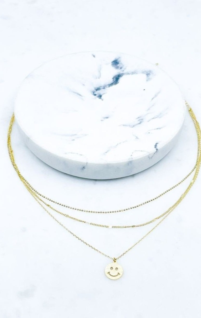 Smiley Face Layered Necklace