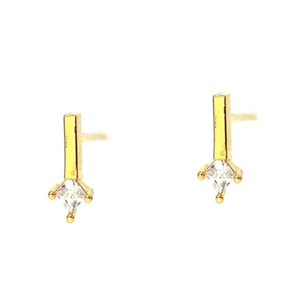 Gold Bar with Single CZ Accent