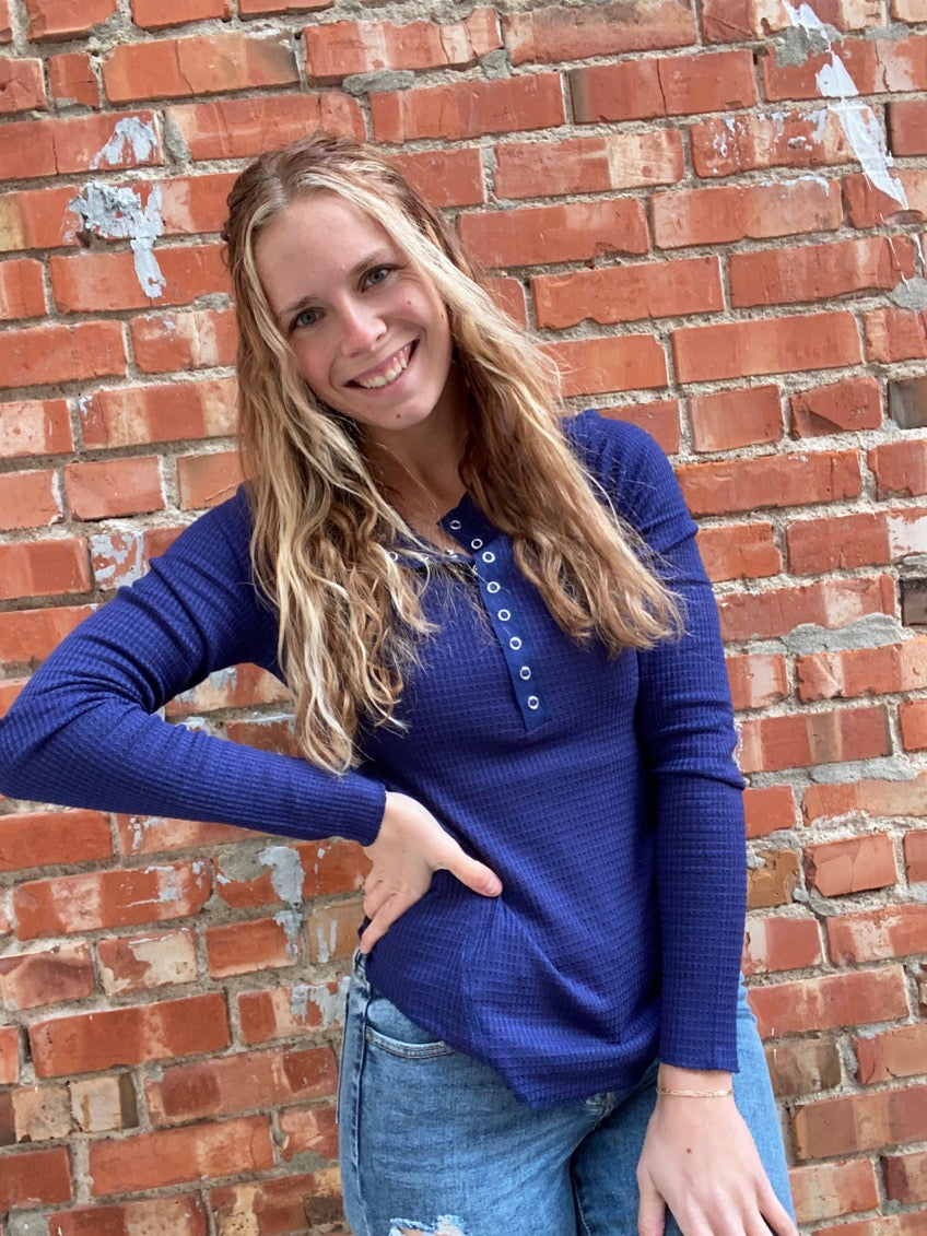 Waffle Button Snap Top