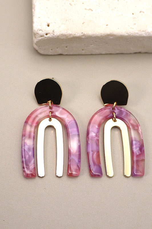 Rainbow Metal Acrylic Earrings