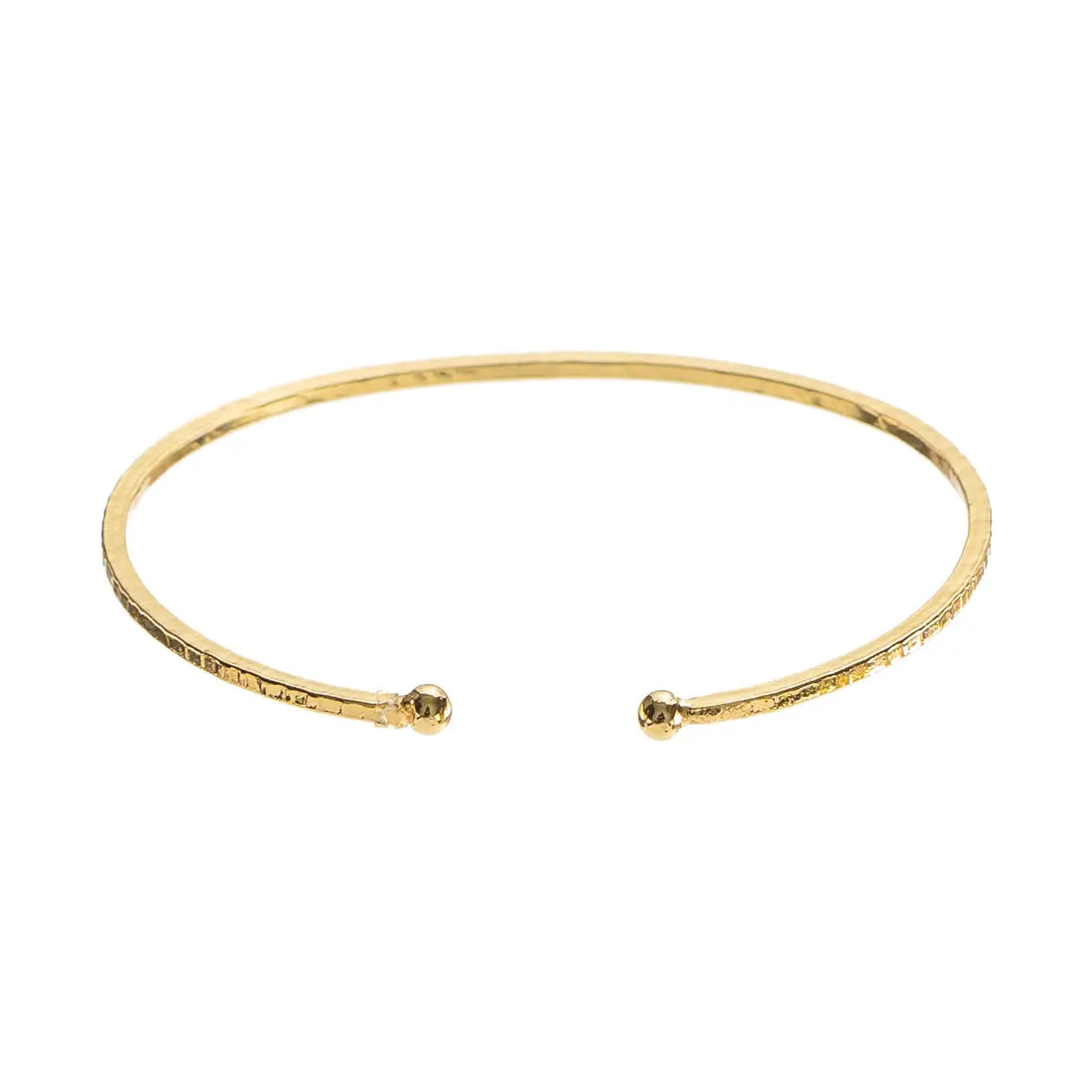 Brenda Grands- 24K Gold Adjustable Thin Hammered Bangle