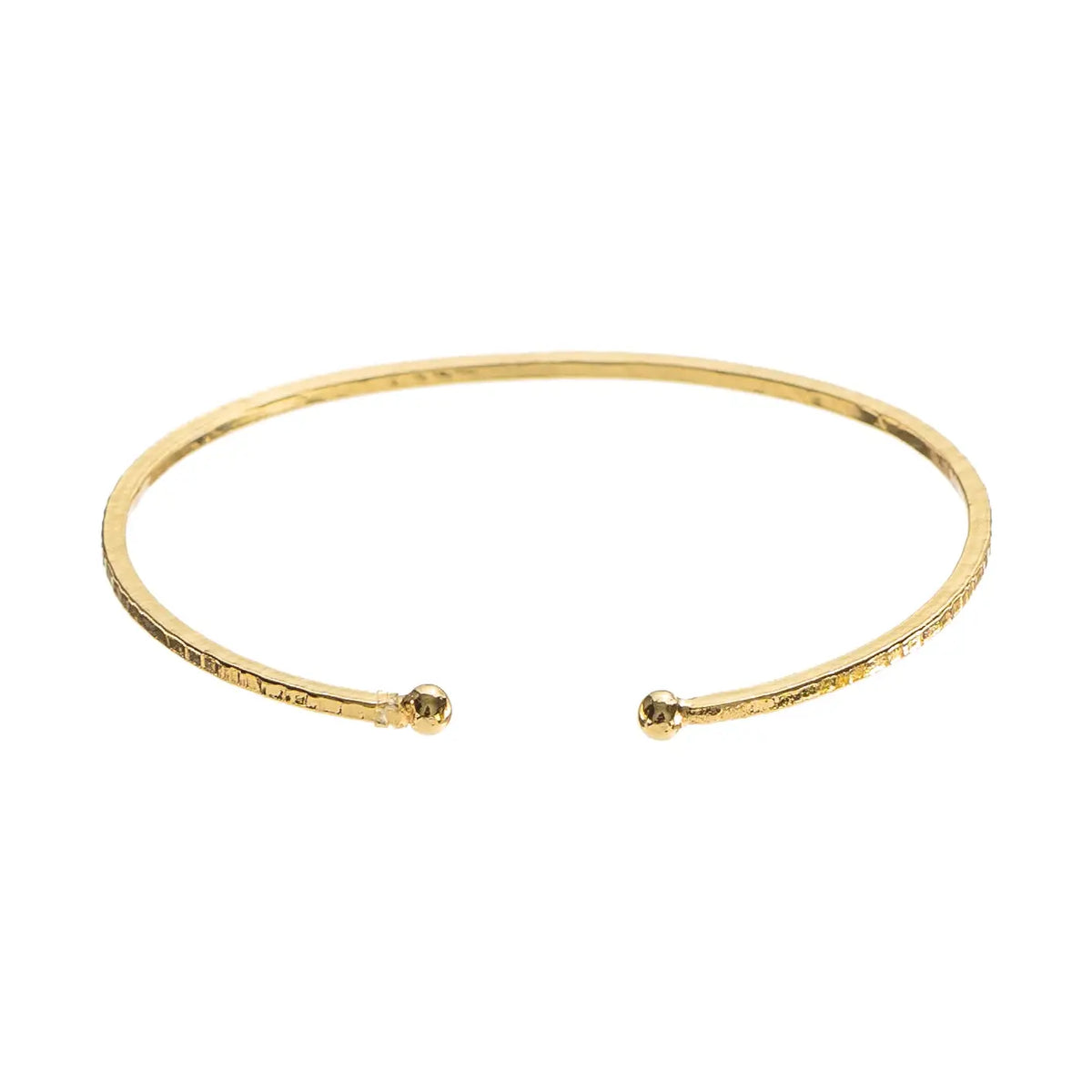 Brenda Grands- 24K Gold Adjustable Thin Hammered Bangle