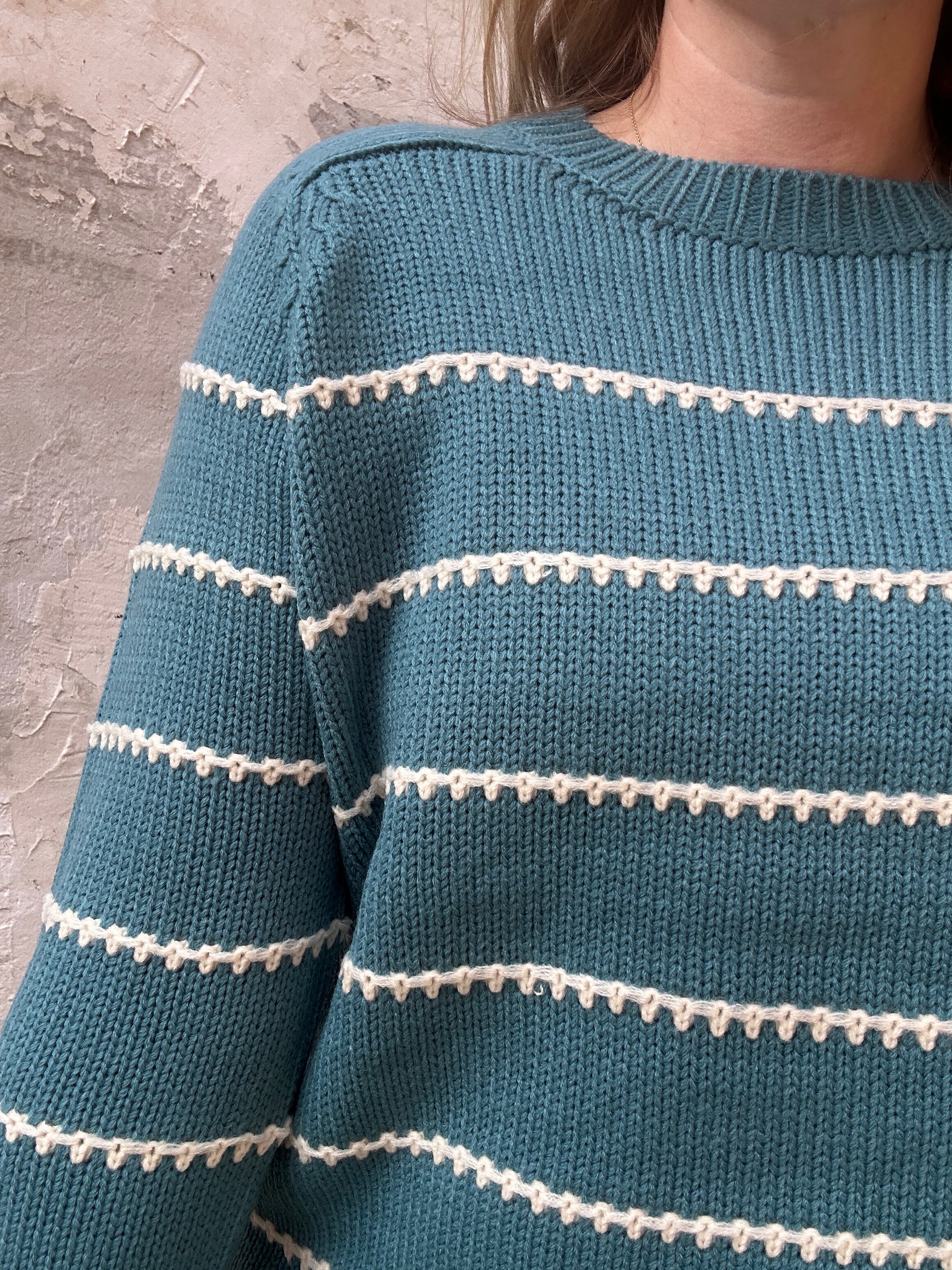 Blanket Stitch Striped Sweater