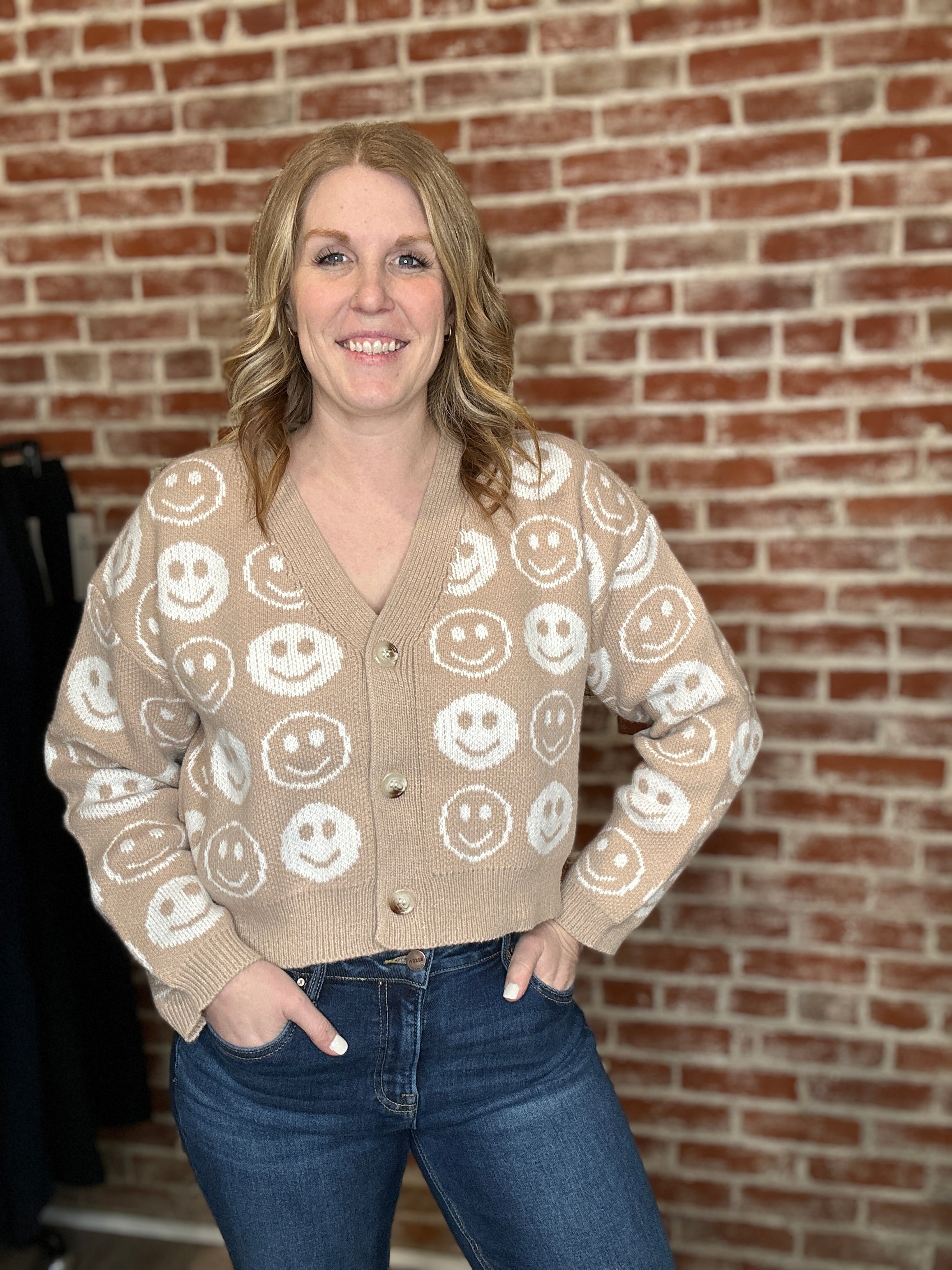 Smile All Day, Taupe Sweater