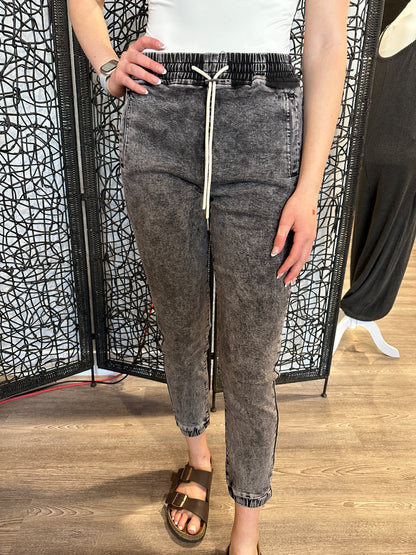 Acid Wash Drawstring Jogger Pants