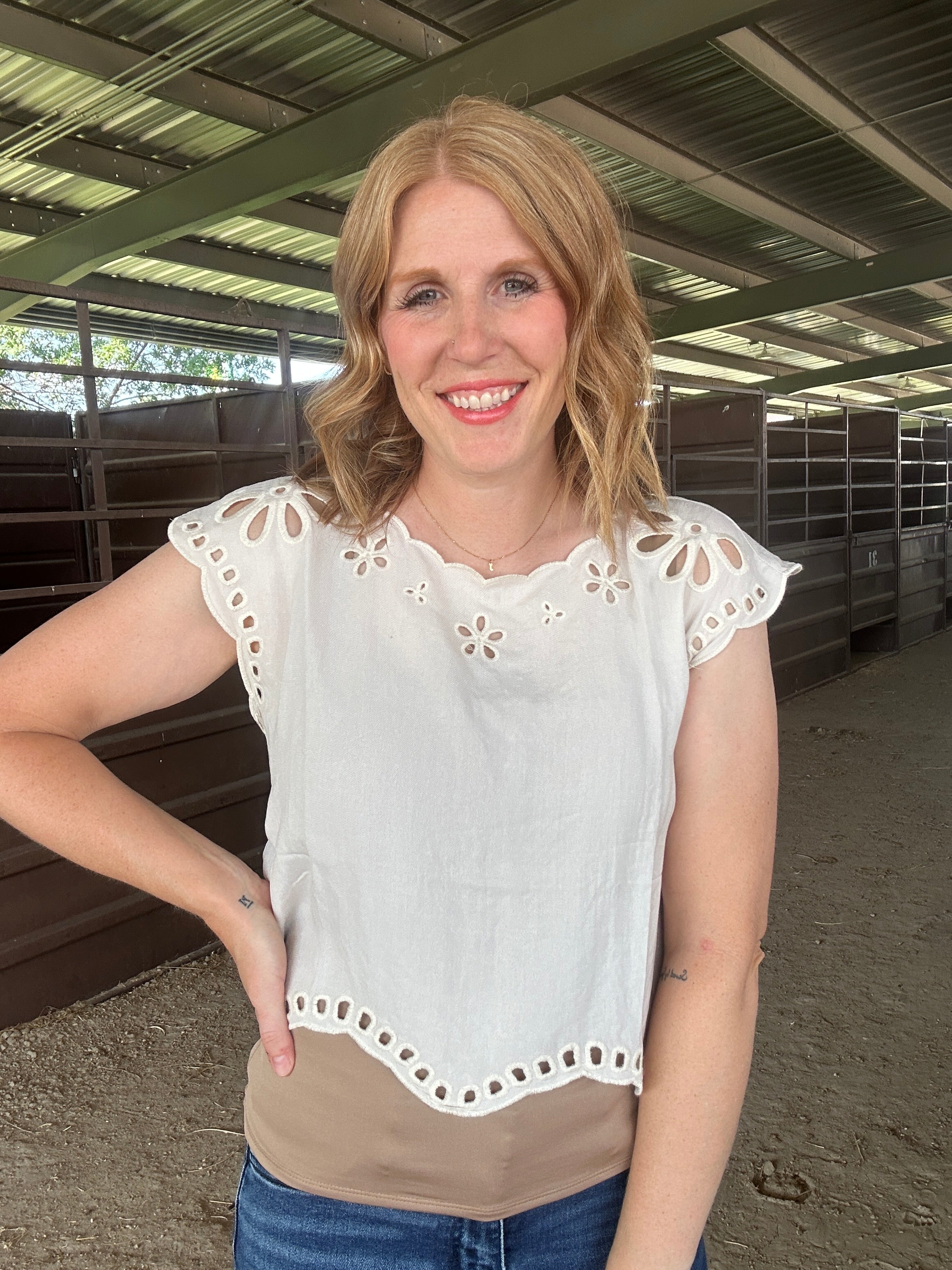 Floral Eyelet Blouse