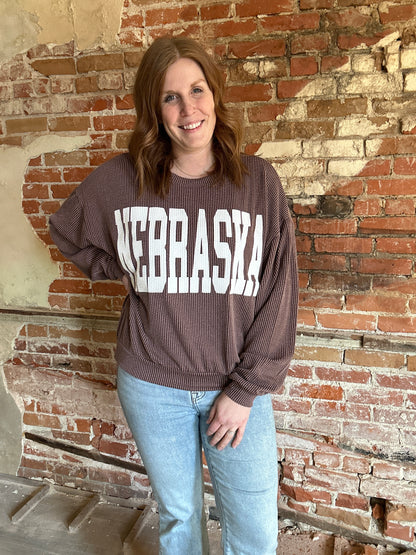 Nebraska Ribbed Crewneck