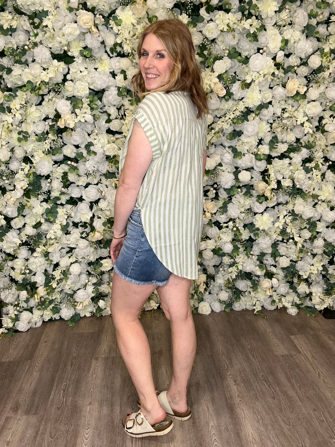 Green Striped Top
