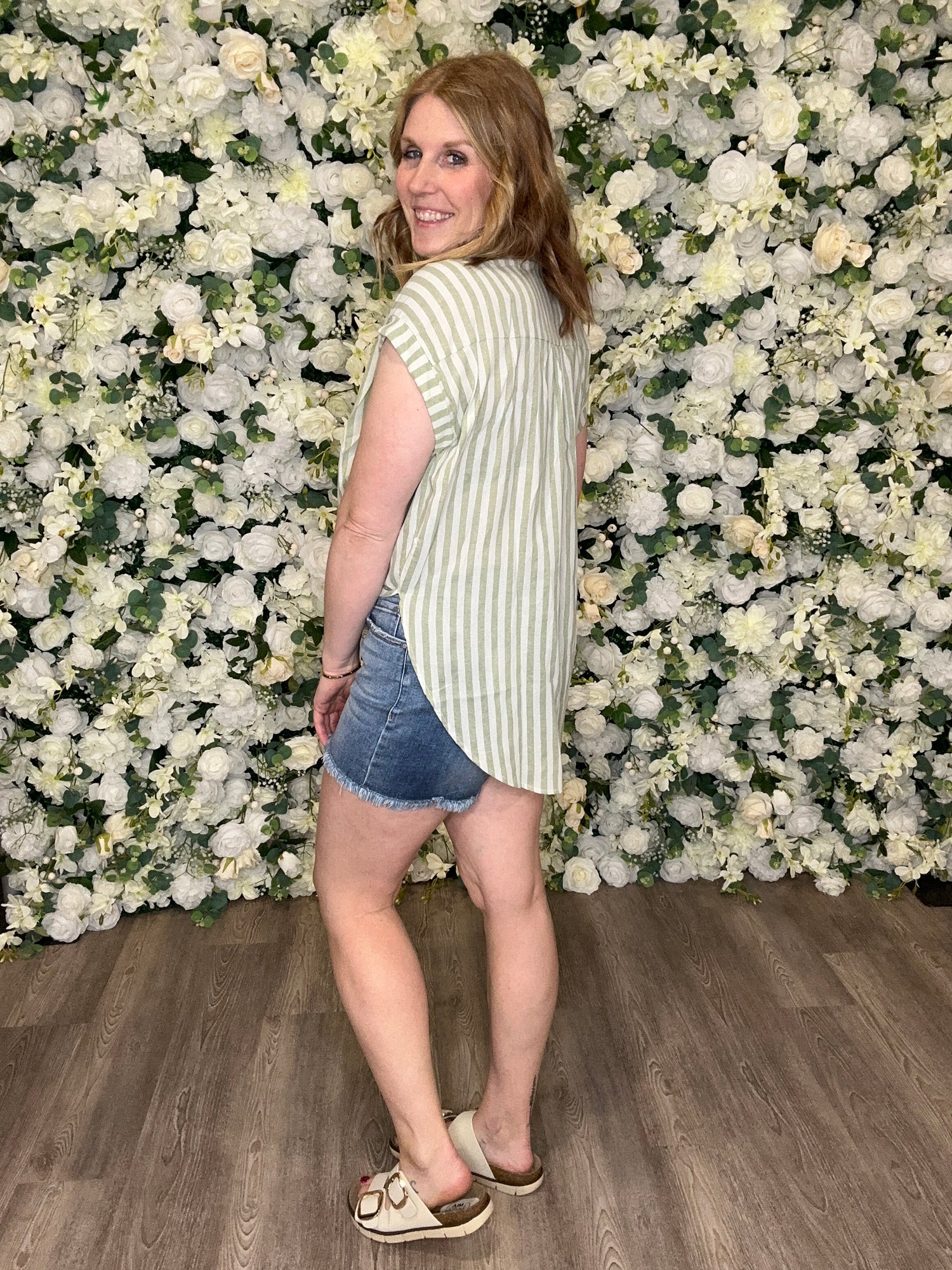 Green Striped Top