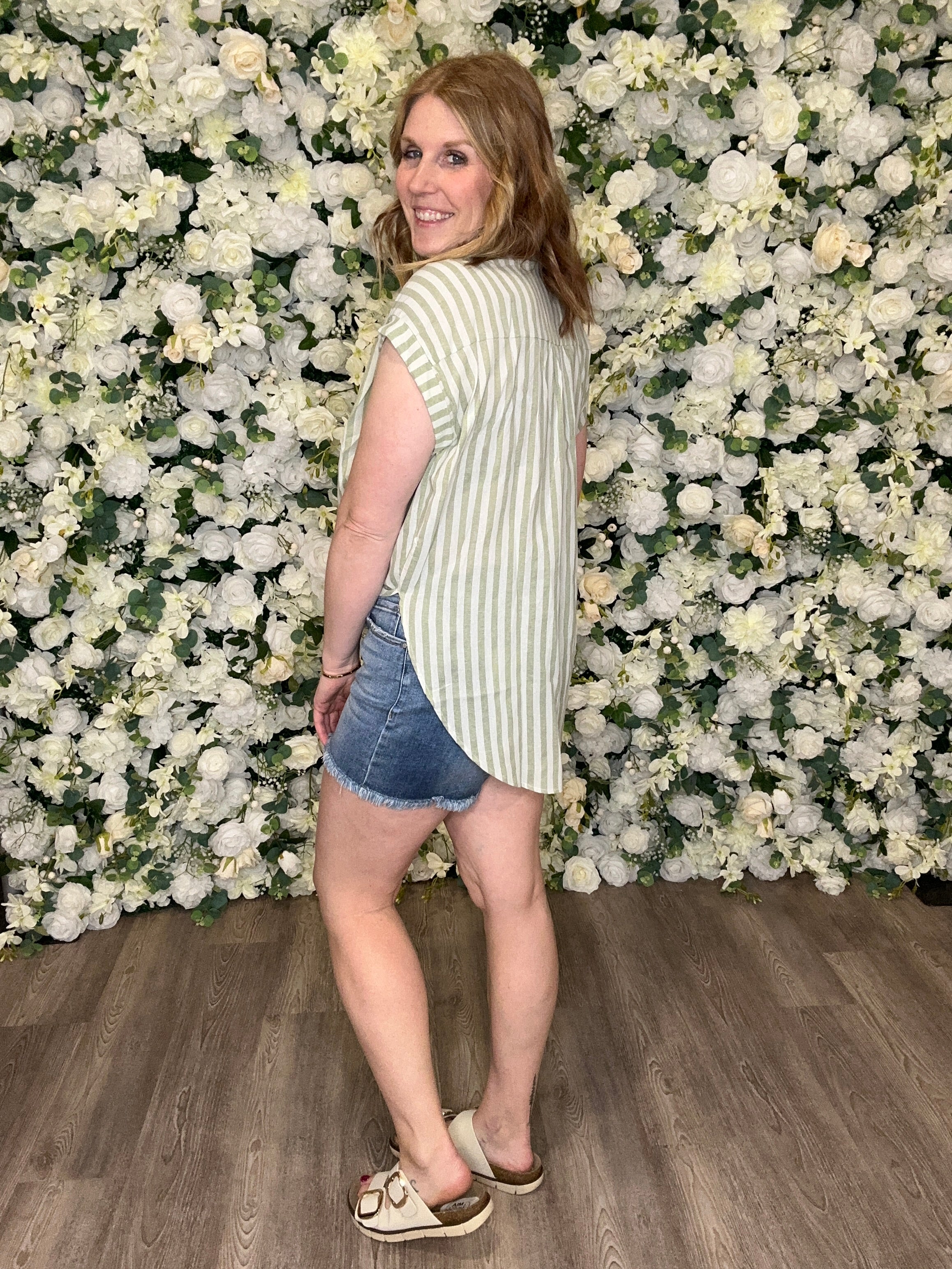 Green Striped Top
