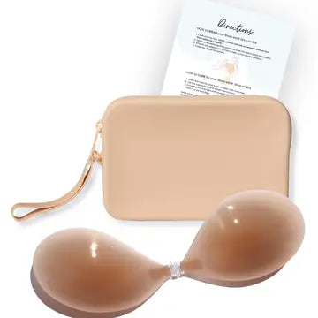 Silicone Stick-On Bra with travel case