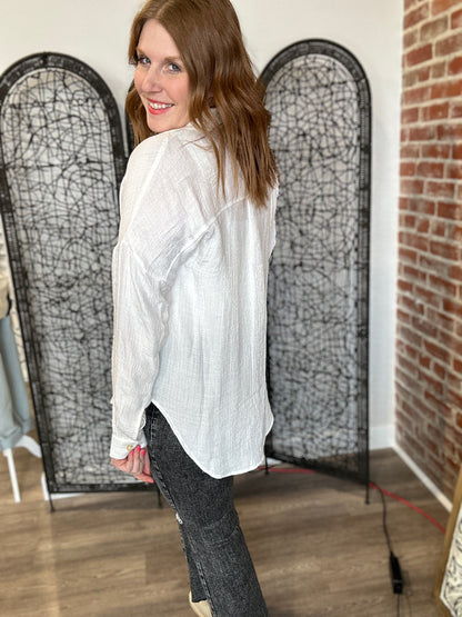 Lightweight Button Down Top- Curvy Available