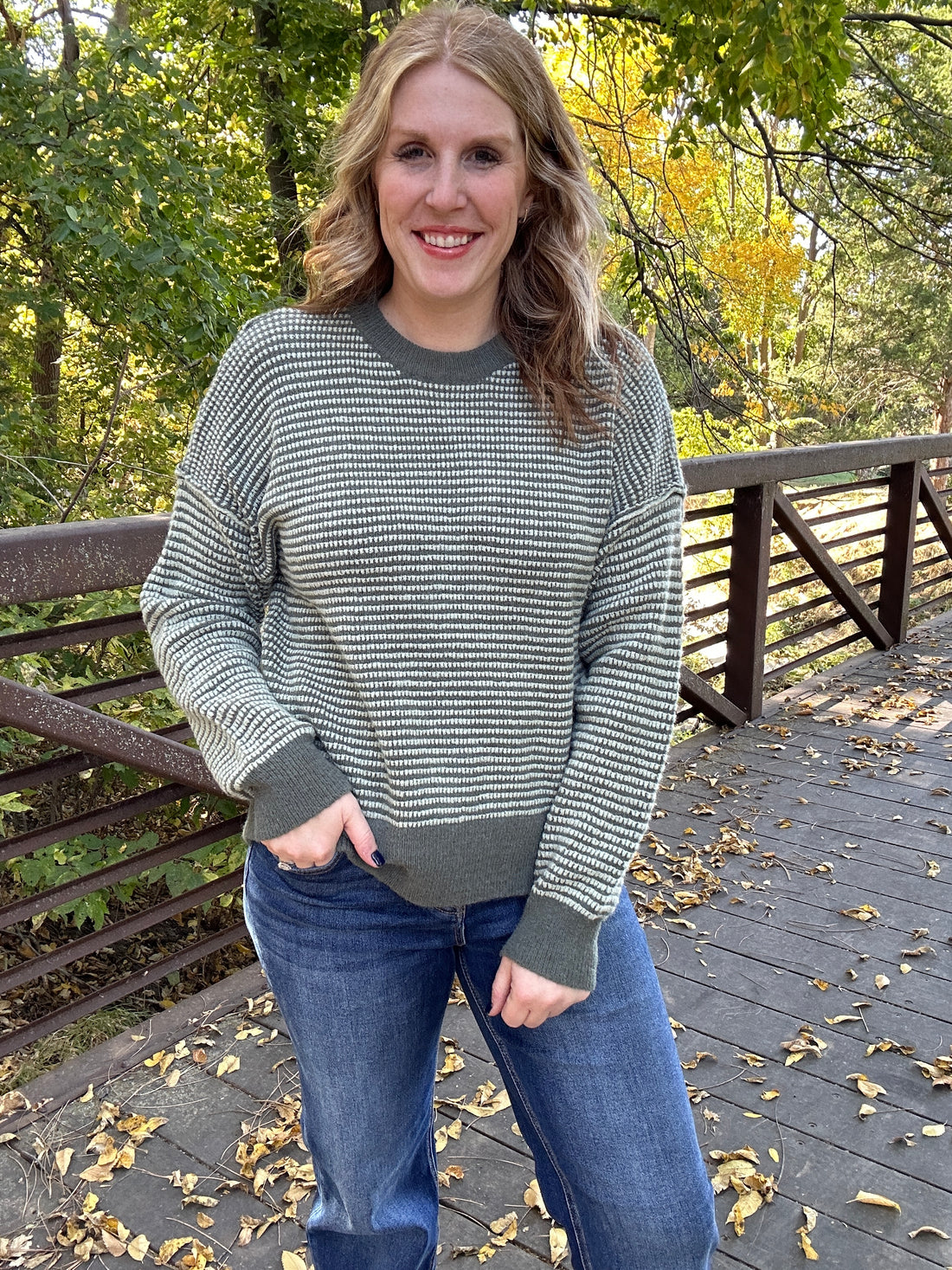 Sage Waffle Sweater