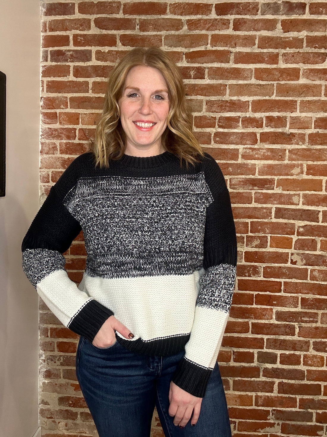 Navy Color Block Sweater