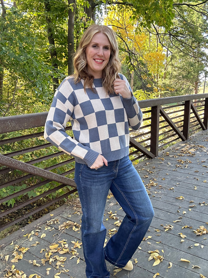 Blue Checker Sweater