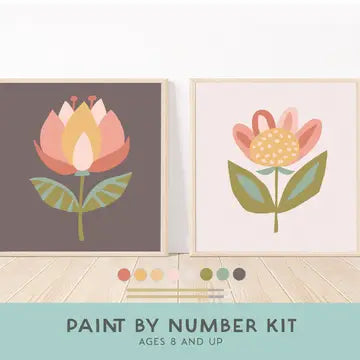 Paint by Number + Easel for kids, Flowers