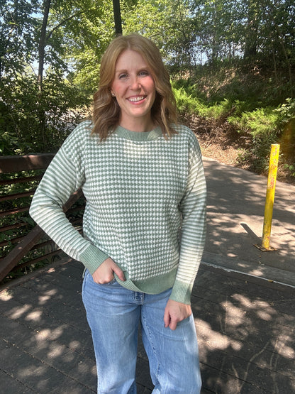 Sage Checkerboard Sweater
