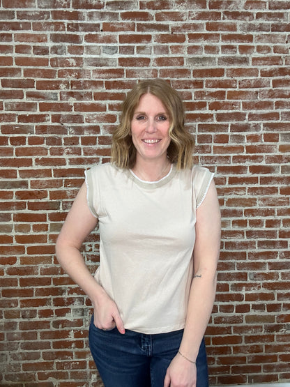 Brenda Blanket Stitched Top