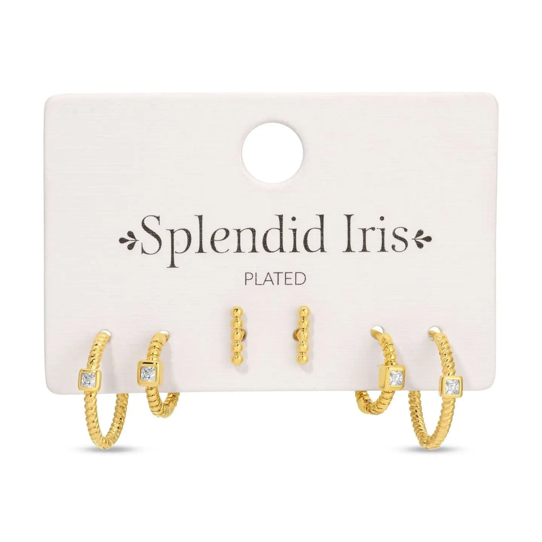 Splendid Iris- twisted hoops and stud