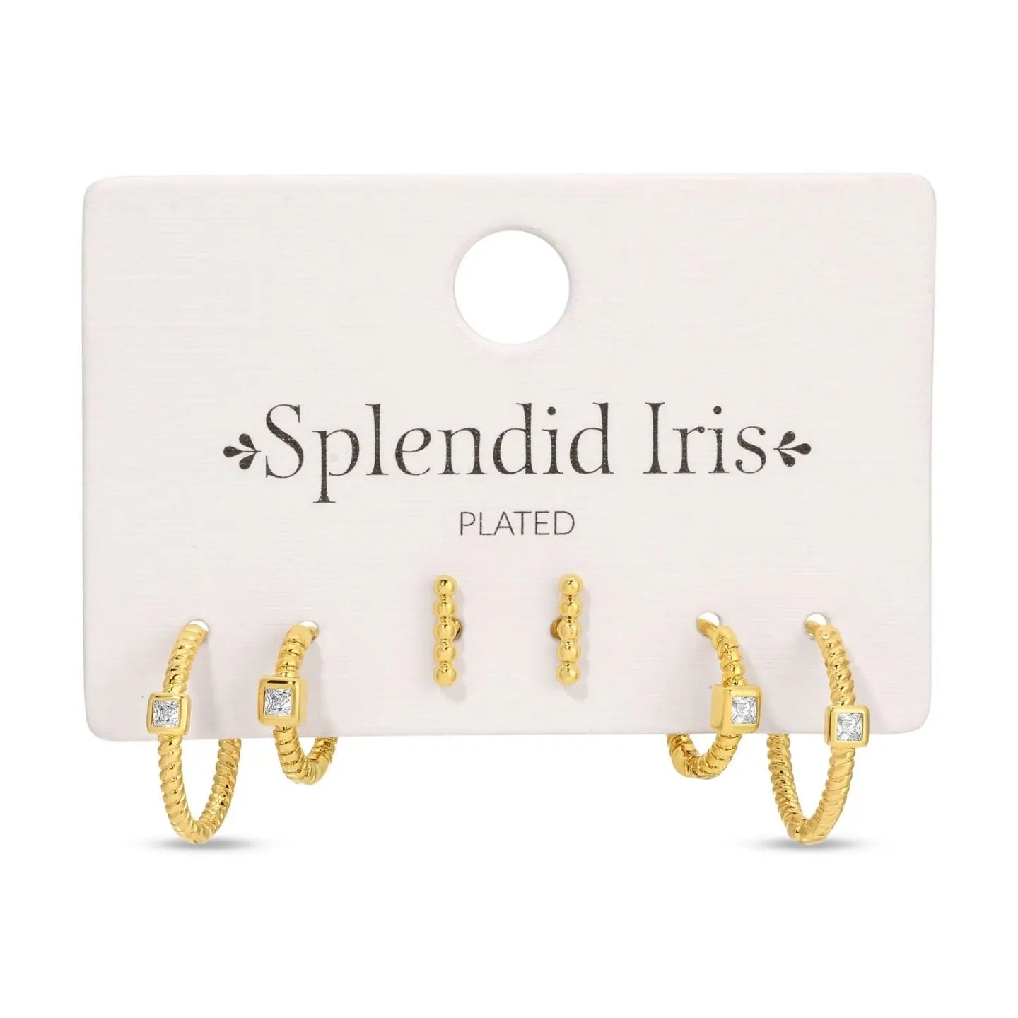 Splendid Iris- twisted hoops and stud