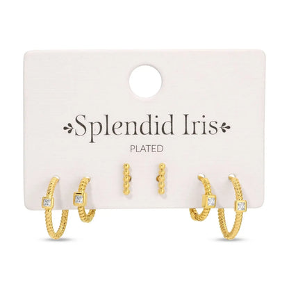 Splendid Iris- twisted hoops and stud