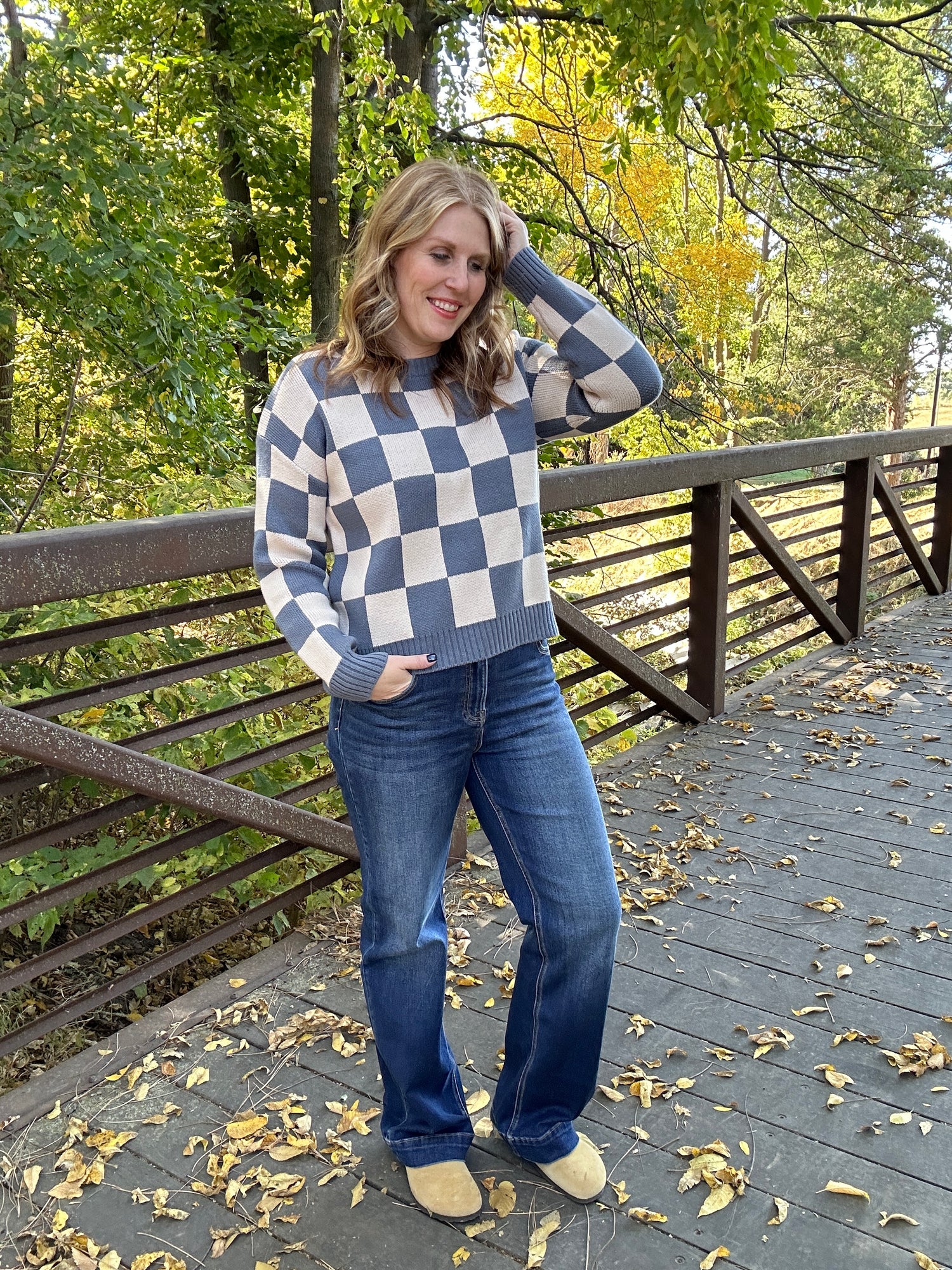 Blue Checker Sweater