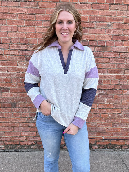 Orchid Stripe Colorblock Pullover