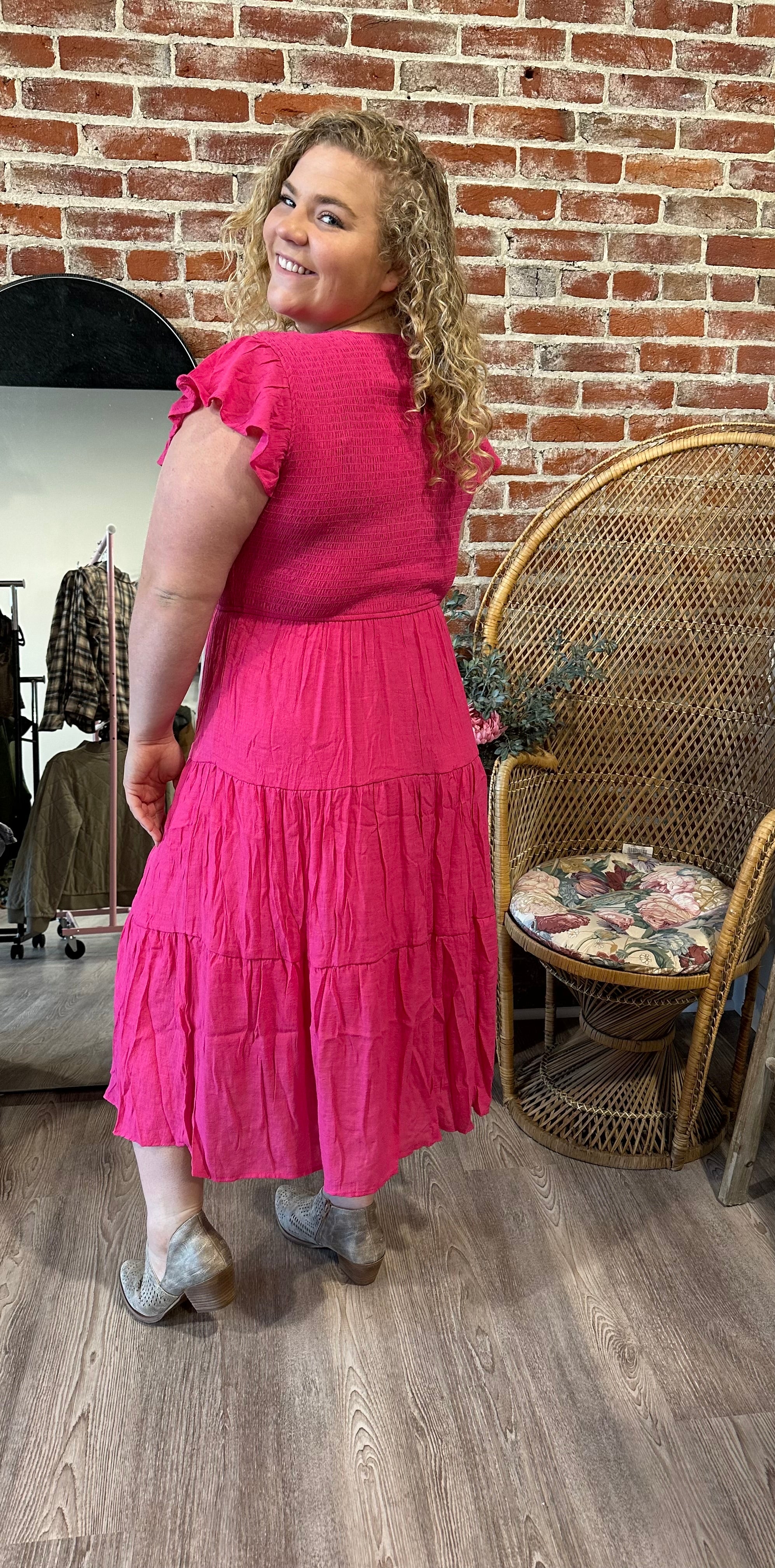 Kelsey Curvy Dress, Fuschia