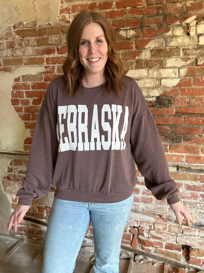 Nebraska Ribbed Crewneck