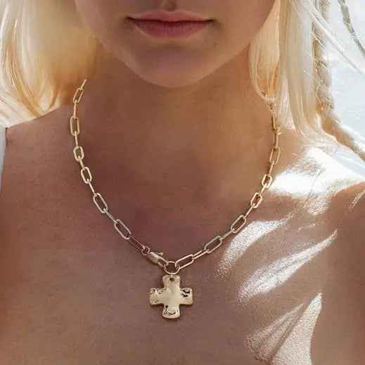 Hammered Cross Necklace