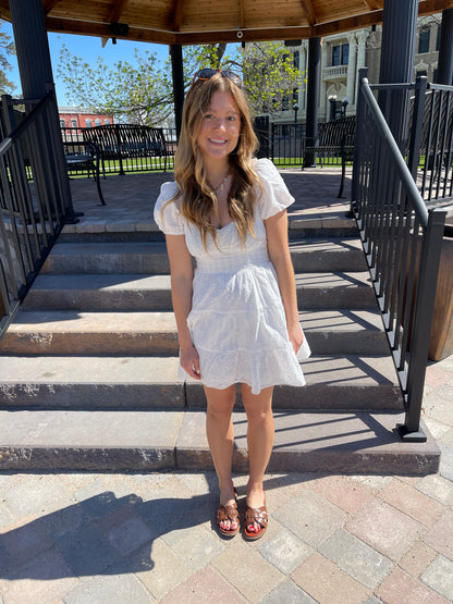 White eyelet midi dress