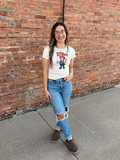 Nebraska Mascot flag Micro Cropped Tee