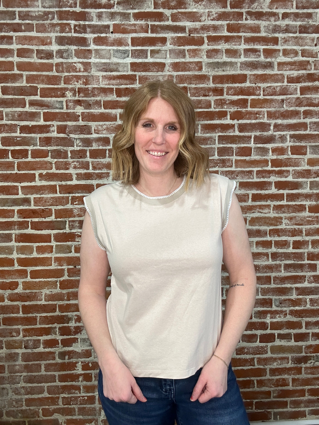 Brenda Blanket Stitched Top