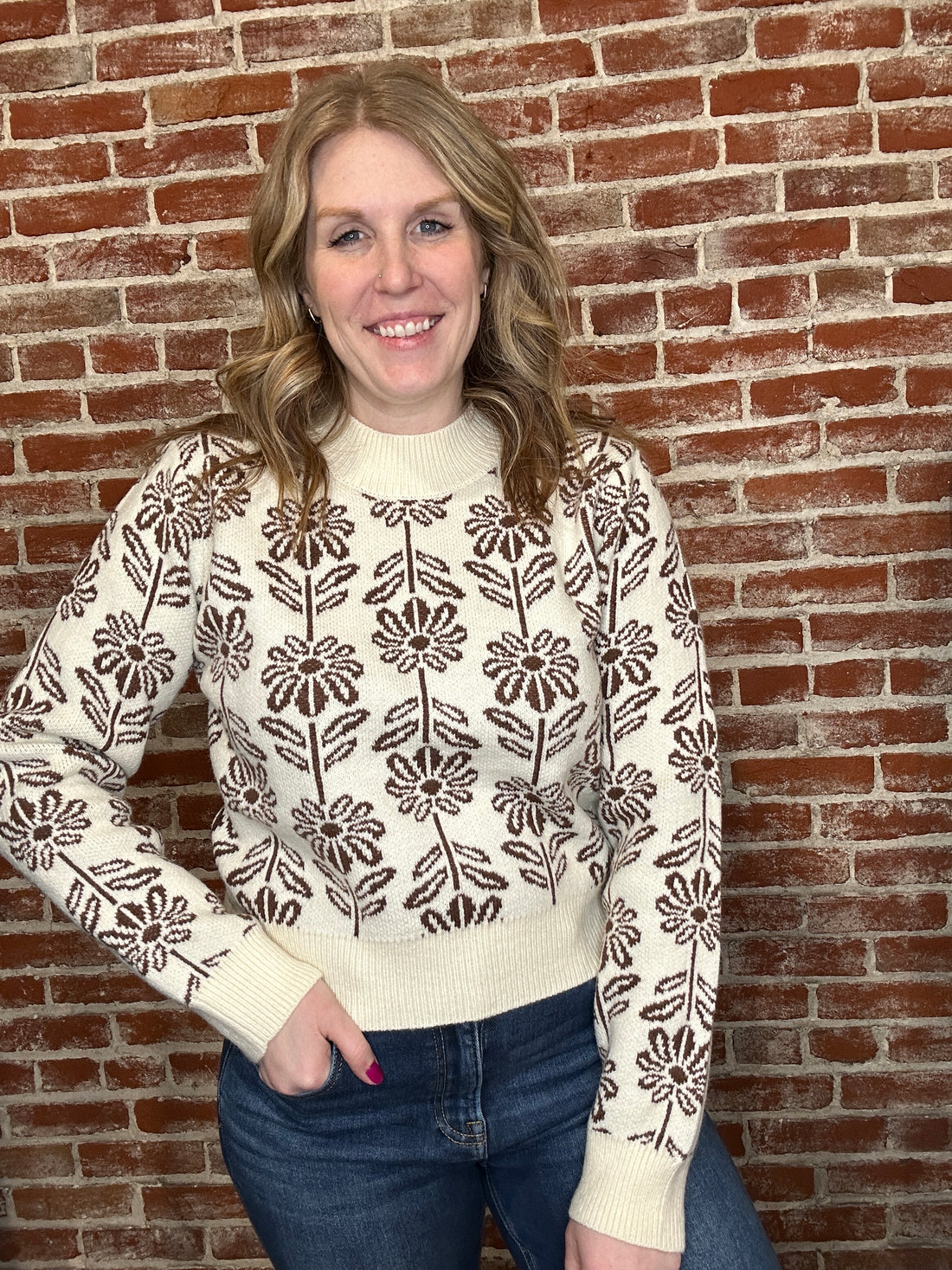 Mocha Flower Sweater