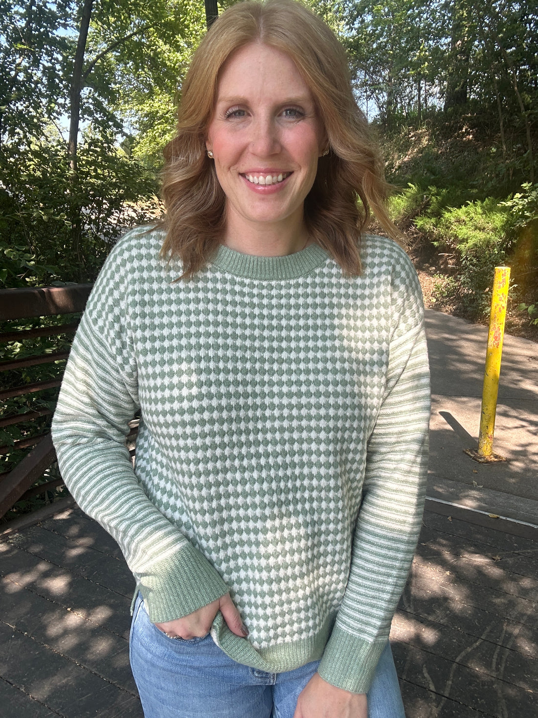 Sage Checkerboard Sweater