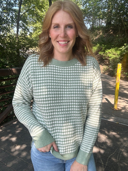 Sage Checkerboard Sweater